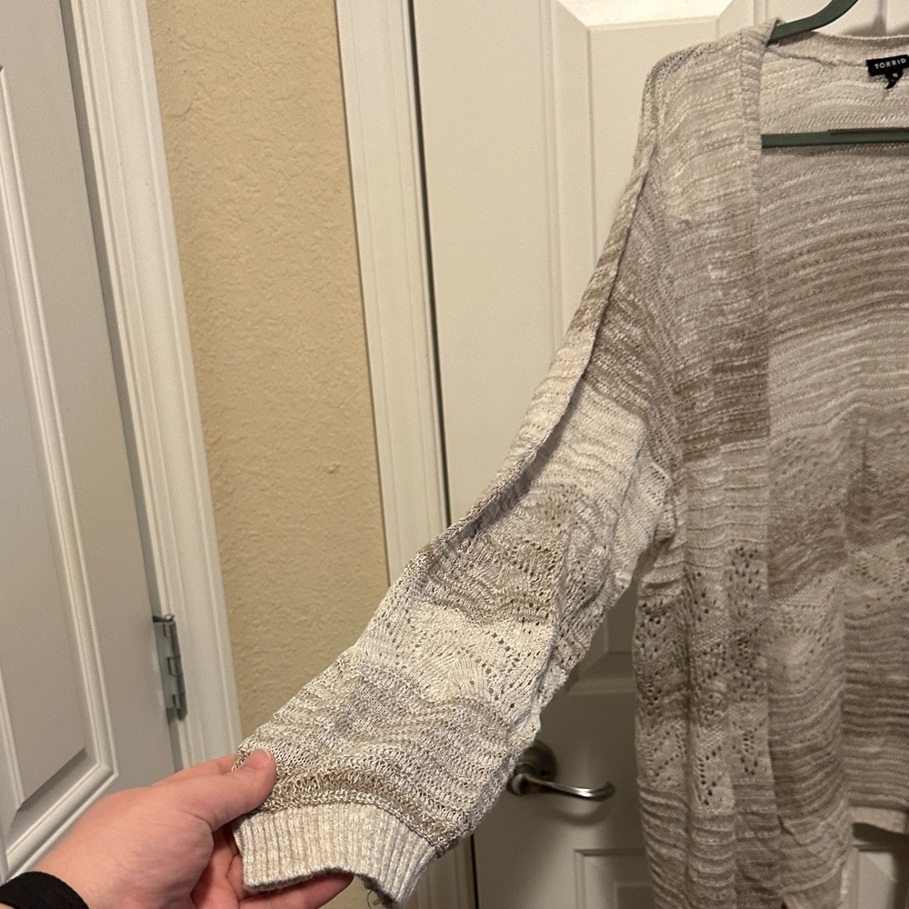 Torrid Beige Open-Front Cardigan - Picture 3 of 5